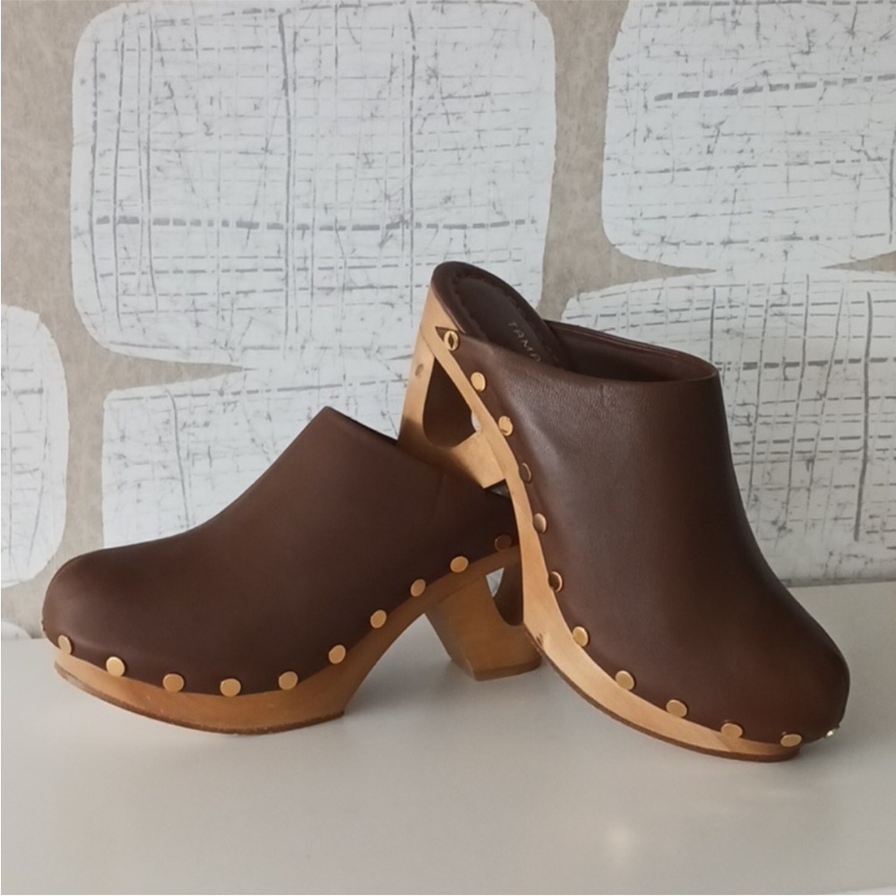 Tamara Mellon Brown Leather Clogs Size 40.5